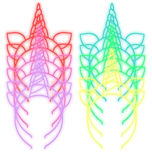 ZIRICHER 12pcs Glow in the Dark Unicorn Headbands for Girls