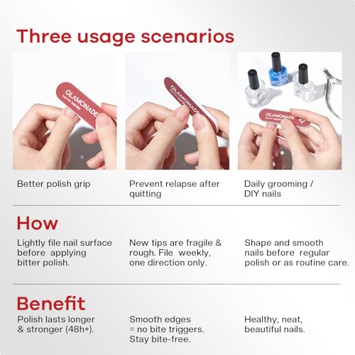 Glamonade 2-in-1 Nail Biting Treatment Kit with Bitter Polish & File