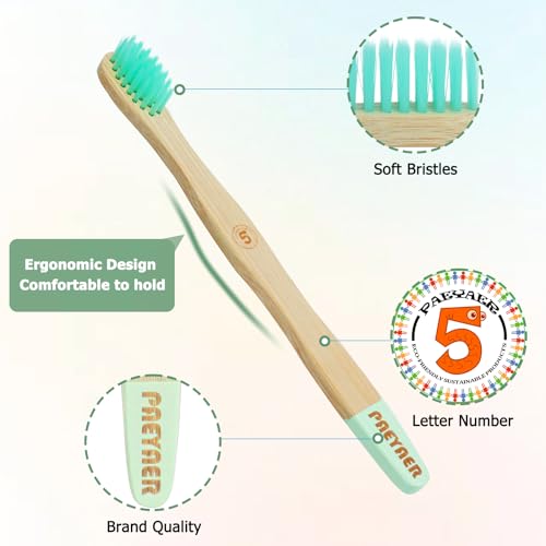 Bamboo Kids Toothbrush Set - 6 Pack Extra Soft Eco-Friendly Brushes