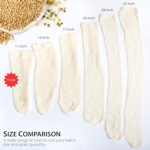 11" Cotton Mesh Beer Brewing Bags - 10 Pack for Homebrewing