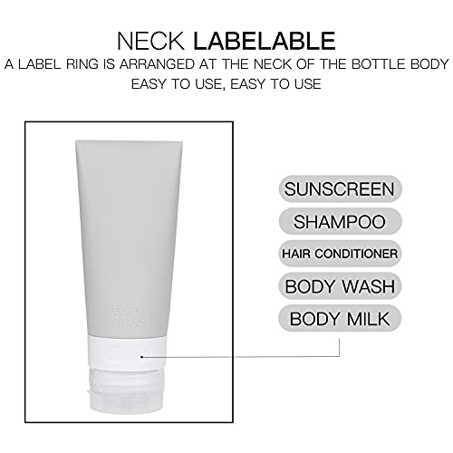 Portable Travel Bottles Set - 6 Pack Silicone Leakproof Containers 80ml/60ml