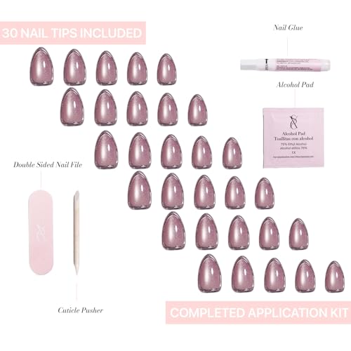 SXC Cosmetics Press On Nails X1 Series Short Almond 036 Amethyst Velvet