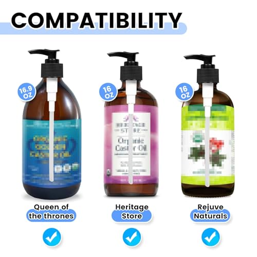 3 Pack Castor Oil Dispenser Pumps for 16oz Bottles - Mess Free