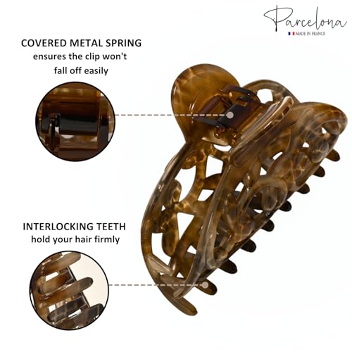Parcelona French Hair Claw Clip, 3.25 Inch Medium Python Print Jaw Clip