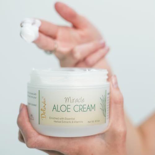 Deluvia Miracle Aloe Cream - Organic Aloe Vera Moisturizer for Face & Body, Soothes Eczema & Psoriasis