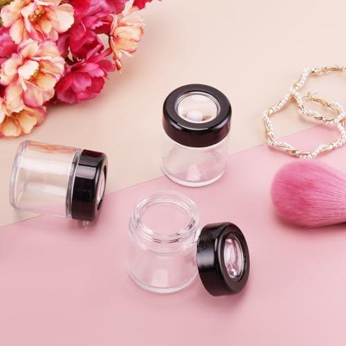 12 Pack Green Nexus 30g Glass Jars with Magnifying Lid for Cosmetics