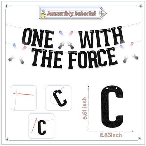 One With The Force Birthday Banner - Holographic Glitter Decor