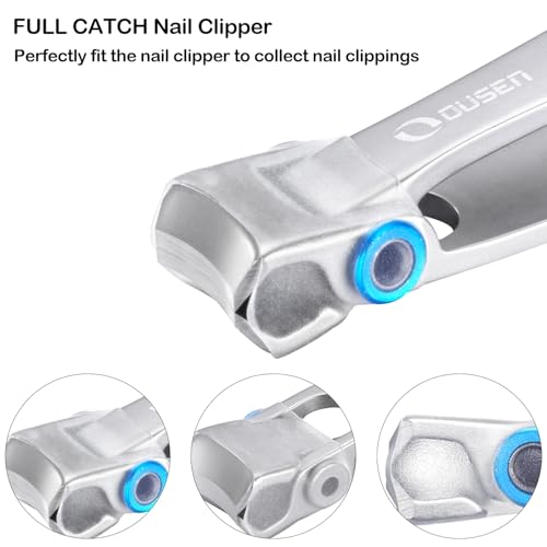 Ousen Beauty Nail Clippers with Catcher - Anti-Splash Wide Jaw for Thick Toenails