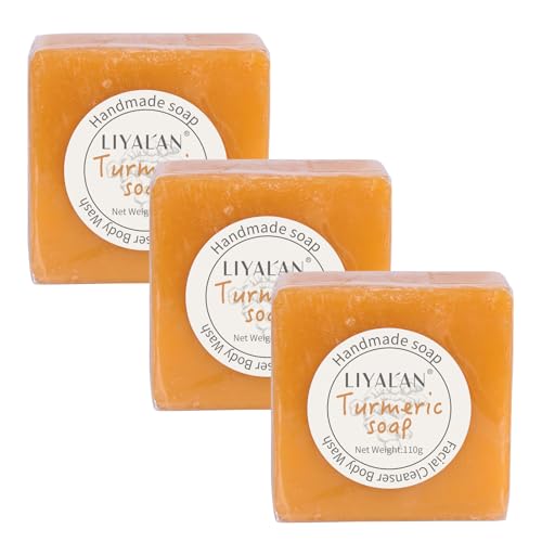 LIYALAN Turmeric Soap Bar - 3 Pack for Cleansing & Moisturizing