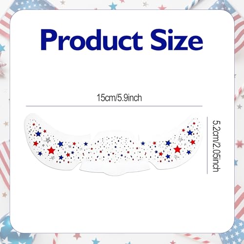 4th of July Glitter Freckles Face Tattoos - 8Pcs Patriotic Stickers