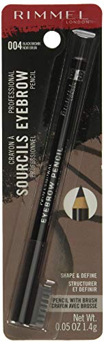 Rimmel London Brow This Way Eyebrow Pencil, Black Brown, 0.05oz (Pack of 3) - Long-Wearing & Highly Pigmented