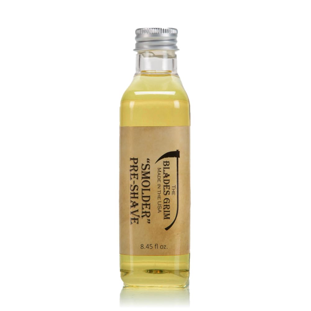 The Blades Grim – Pre-Shave Oil, Handmade in the USA (Smolder, 8.45oz)