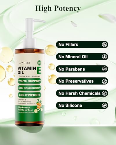 10 Fl Oz Organic Vitamin E Oil for Skin, Scars & Hair - Unscented