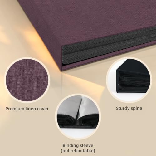 Popotop Linen Hardcover Photo Album 4x6, 100 Pockets for Memories