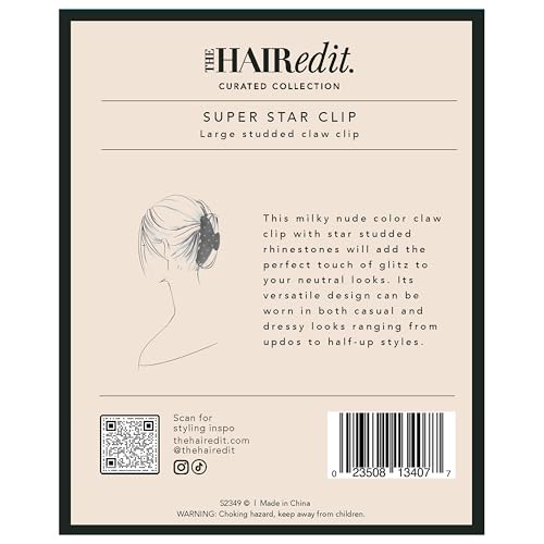 Milky Nude Rhinestone Claw Clip - Large Sparkling Hair Accessory