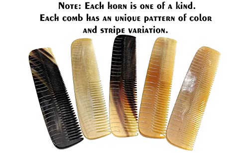 5MOONSUN5 Ox Horn Comb - 7.5 Inch Handmade Anti-Static Pocket Comb