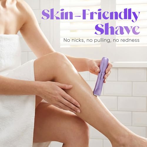 Bikini Trimmer for Women, 2 in 1 Dual Head Electric Razors, IPX7 Waterproof & Painless Shaver, Cordless Pubic Hair Trimmer for Leg Face Underarm Body Hair Removal, Purple