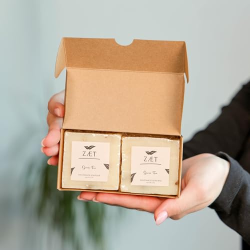 ZÆT Green Tea Soap Bar 2 Pack - 140g Natural Handmade Body & Face Soap