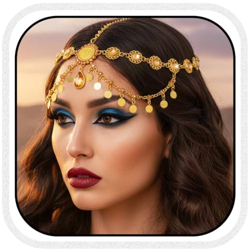 Aukmla Gold Sequin Head Chain Jewelry for Women - Costume Headband