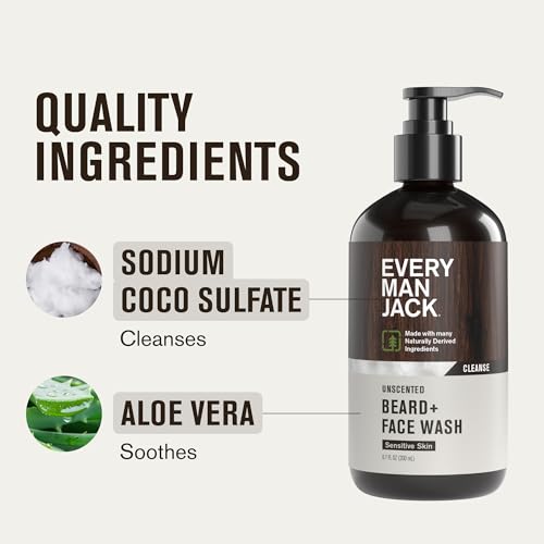 Every Man Jack Beard + Face Wash, Unscented, 6.7 fl.oz (Pack of 2)