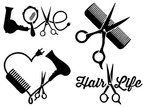 Slaced Hair Stylist Decal 4 Pack Small ~3.5" - Black Hairdresser Wall Decor