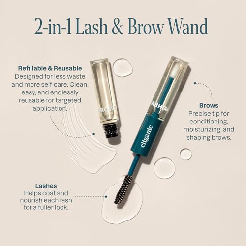 Cliganic Organic Castor Oil 8oz with Eyelash & Eyebrow Applicator Kit - Cold Pressed, Vegan
