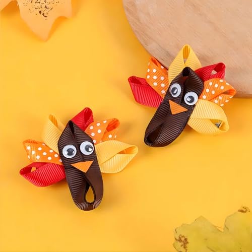 Pvoiue Turkey 2pcs Fall Hair Clips for Girls - Thanksgiving Hair Accessories