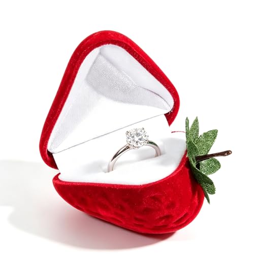 Wowagoga Strawberry Ring Box | Cute Velvet Jewelry Storage