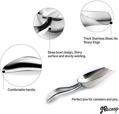 JBscoop Stainless Steel Ice Scoop - 9.4 Inch Heavy Duty Dog Food & Popcorn Scoop