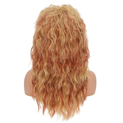 Curly Orange Mix Blonde Mullet Wig for Women - 80s Rocker Costume