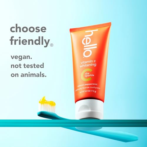 hello Vitamin C Whitening Toothpaste with Fluoride - 2 Pack, Natural Peppermint, SLS Free