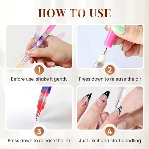 FSTGIA 12 Colors Nail Art Pens Set - Quick Dry Acrylic Markers (FBA)