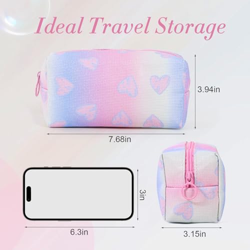 DALINEEYI Small Shiny Heart Makeup Bag & Brush Pouch – Portable Cosmetic Organizer