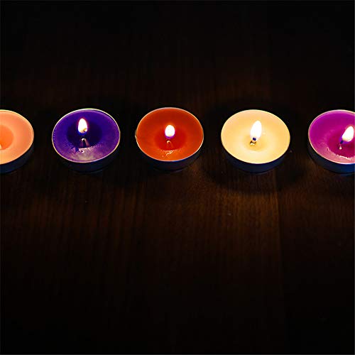 50 Pack Flameless Tealight Candles – Colorful & Drip-Free for Parties