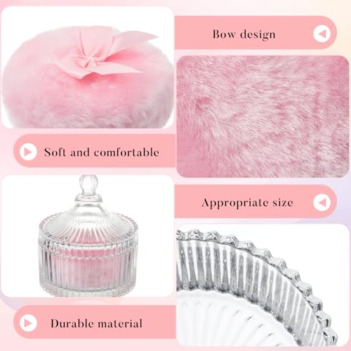Tioncy 3 Pcs Clear Vintage Powder Puff Container Set with Soft Puffs - Classic Style