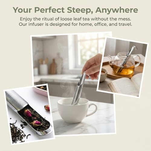 Stainless Steel Loose Leaf Tea Infuser Set - 3 Tea Strainers with Brush