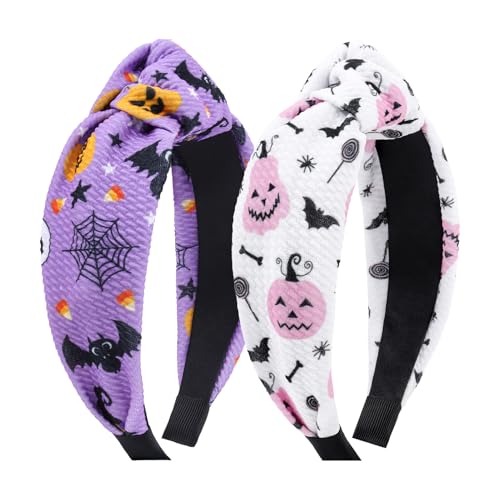 YanJie Halloween Headbands - 14-Variation Women’s Pumpkin, Spider & Ghost Wide Headbands