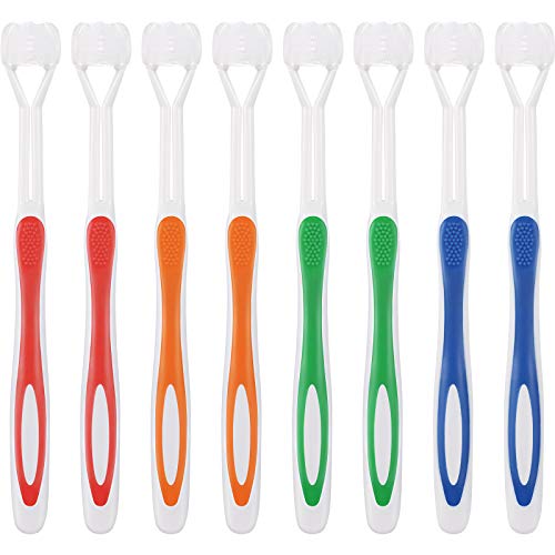 Boao 8-Pack 3-Sided Sensory Toothbrush for Autism and Sensitive Oral Care