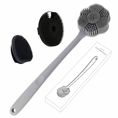 HIEERBUS 15-Inch Silicone Back Scrubber and Facial Cleansing Brush Set