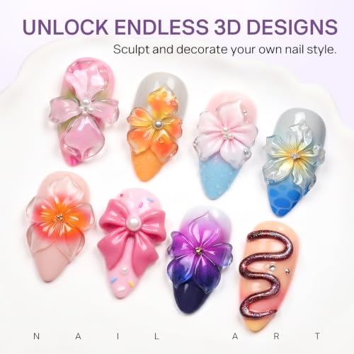 MIZHSE 2x30g 3D Nail Gel Kit with Sculpture Pen – Clear + White