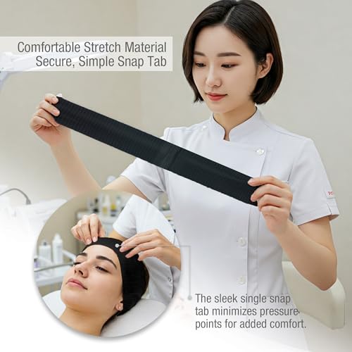 APPEARUS Disposable Black Facial Headbands - 50 Count, Hygienic Single Use, Latex-Free, Nonwoven Stretch Fabric for Salons & Spa