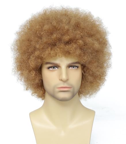 Traqur Light Brown Afro Wig for Men Women - 70s 80s Disco Costume, Party & Cosplay