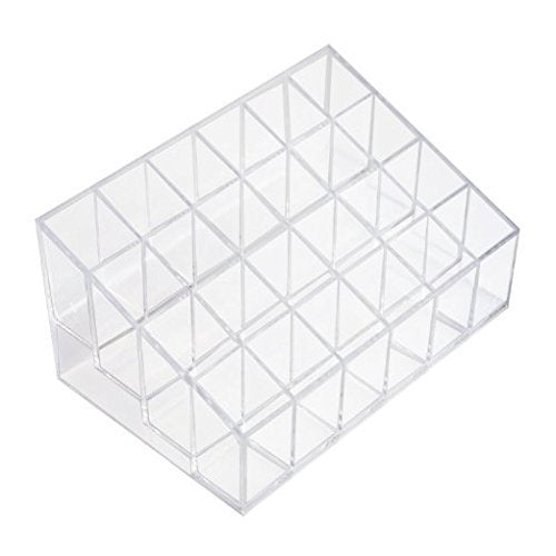 Onwon 5.75x3.75x1.75 Inch Transparent Cosmetic Organizer with 24 Lipstick Slots