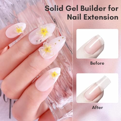 Makartt 3D Gel Nail Art Set with Clear Chrome Powder Mold - 4-in-1 Builder Gel