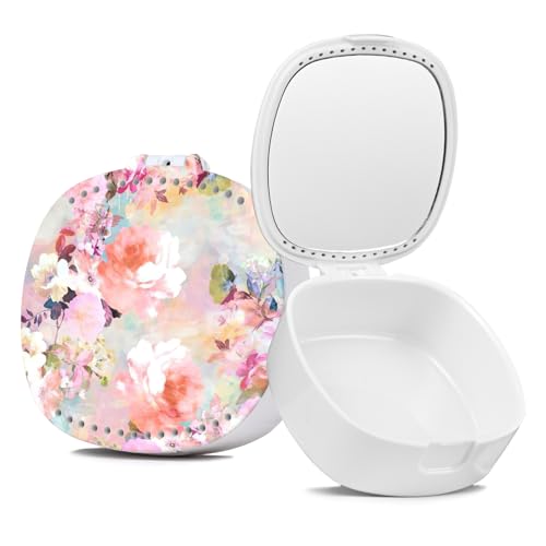 Portable Retainer Case with Mirror & Ventilation - Pink Floral