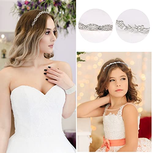 Wecoe Silver Rhinestone Flower Girl Headbands Wedding Hair Accessories