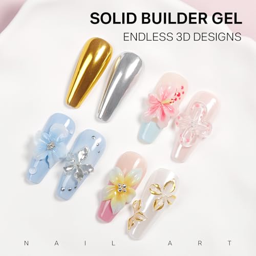 MIZHSE 3D Nail Art Gel Kit with Silicone Molds & Nail Forms