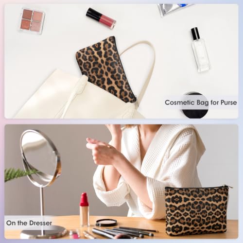 Wandering Nature Brown Leopard Print Makeup Bag Set - 2 Pack