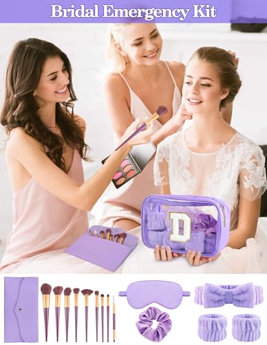 Initial Makeup Bag Spa Gift Set - Personalized Party Favors for Women