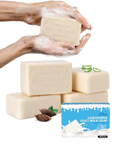 Larosanna Australian Goat Milk Soap Bar, Moisturizing & Gentle, 4-Pack